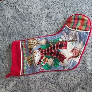 Vintage Needlepoint Handcrafted Christmas Stocking